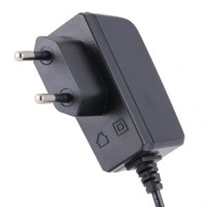KZ 12W side plug-in wall power adapter, DC cable output, EU plug, white background product photo