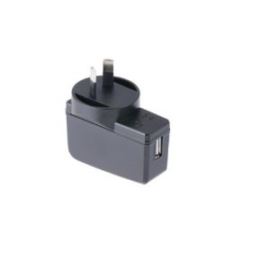 KZ 18W side plug-in wall power adapter, USB output, AU plug, white background product photo