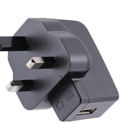 KZ 6W Side Plug-in USB Wall Power Adapter (UK Plug) KZ 6W side plug-in wall power adapter, USB output, UK plug, white background product photo