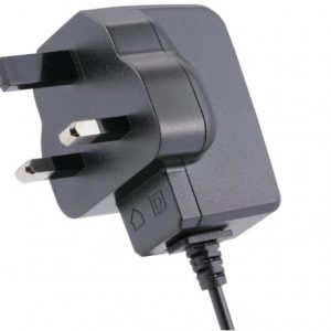 KZ 6W side plug-in wall power adapter, DC cable output, UK plug, white background product photo